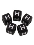 20 Perles Noir Acrylique Lettre Alphabet 10mm