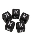 20 Perles Noir Acrylique Lettre Alphabet 10mm