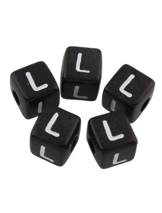 20 Perles Noir Acrylique Lettre Alphabet 10mm