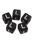 20 Perles Noir Acrylique Lettre Alphabet 10mm