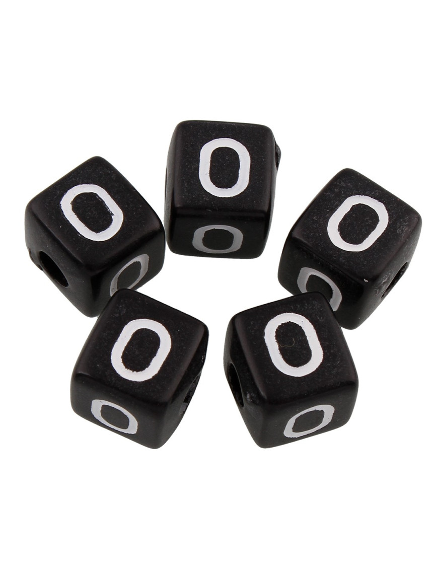 20 Perles Noir Acrylique Lettre Alphabet 10mm