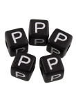 20 Perles Noir Acrylique Lettre Alphabet 10mm