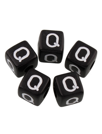 20 Perles Noir Acrylique Lettre Alphabet 10mm