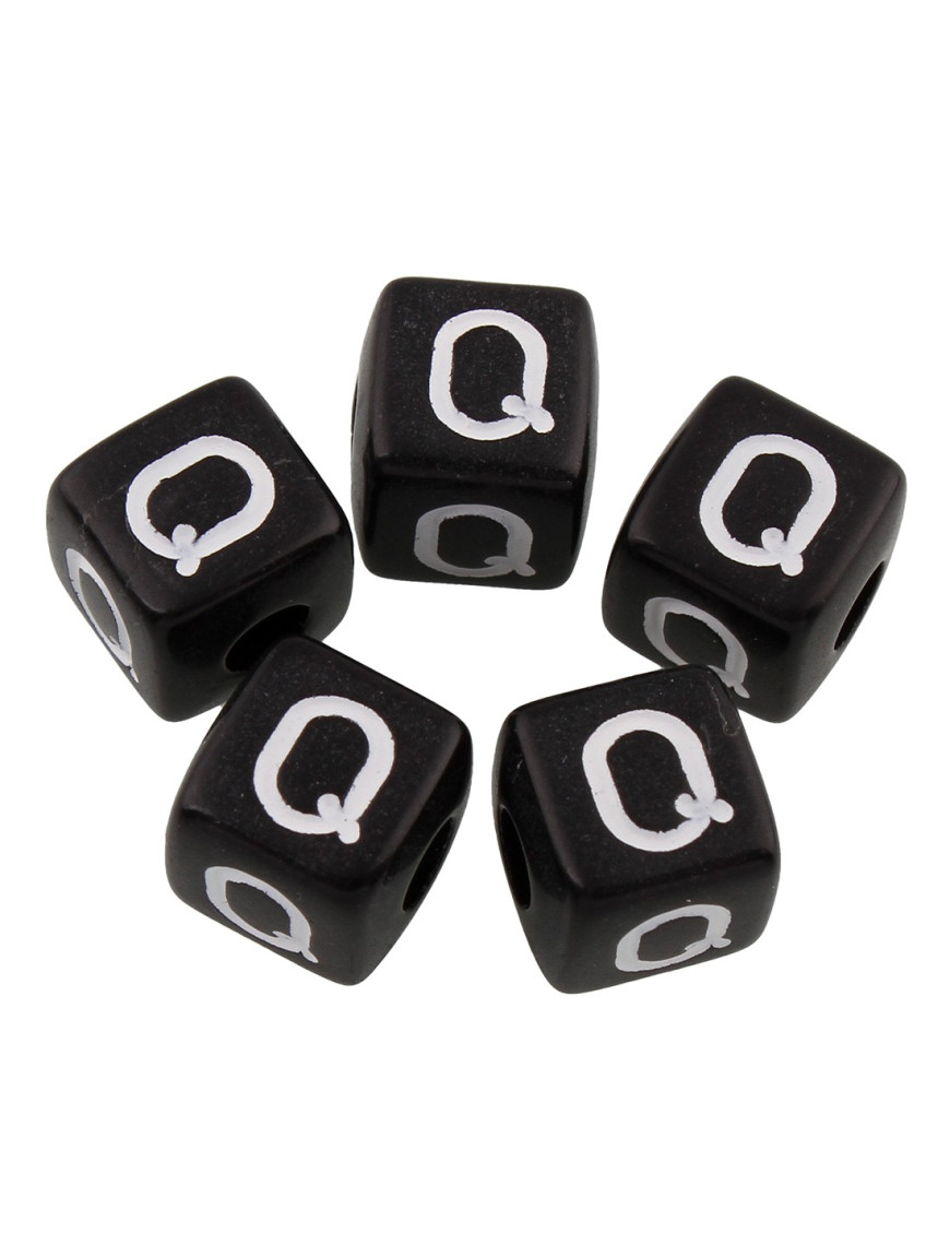 20 Perles Noir Acrylique Lettre Alphabet 10mm