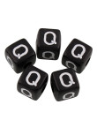 20 Perles Noir Acrylique Lettre Alphabet 10mm