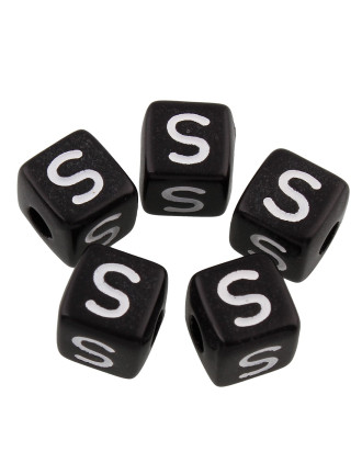 20 Perles Noir Acrylique Lettre Alphabet 10mm