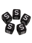 20 Perles Noir Acrylique Lettre Alphabet 10mm