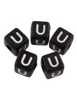 20 Perles Noir Acrylique Lettre Alphabet 10mm