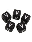 20 Perles Noir Acrylique Lettre Alphabet 10mm