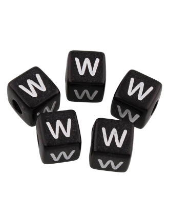 20 Perles Noir Acrylique Lettre Alphabet 10mm
