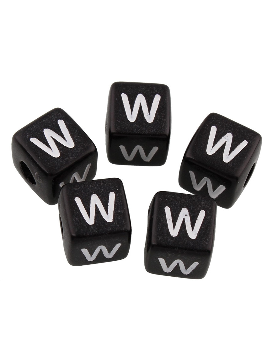 20 Perles Noir Acrylique Lettre Alphabet 10mm