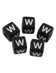 20 Perles Noir Acrylique Lettre Alphabet 10mm