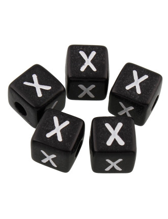 20 Perles Noir Acrylique Lettre Alphabet 10mm