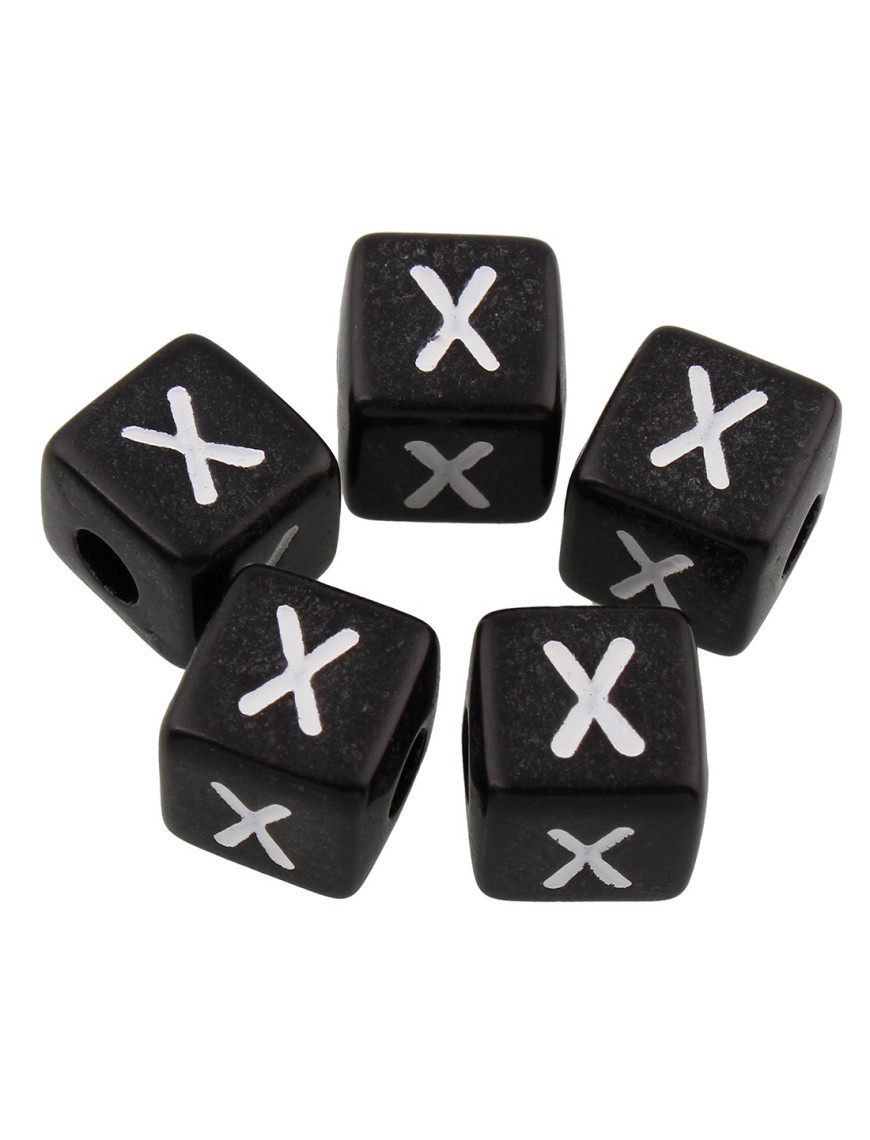 20 Perles Noir Acrylique Lettre Alphabet 10mm