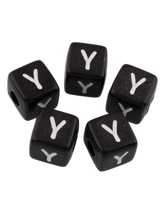20 Perles Noir Acrylique Lettre Alphabet 10mm