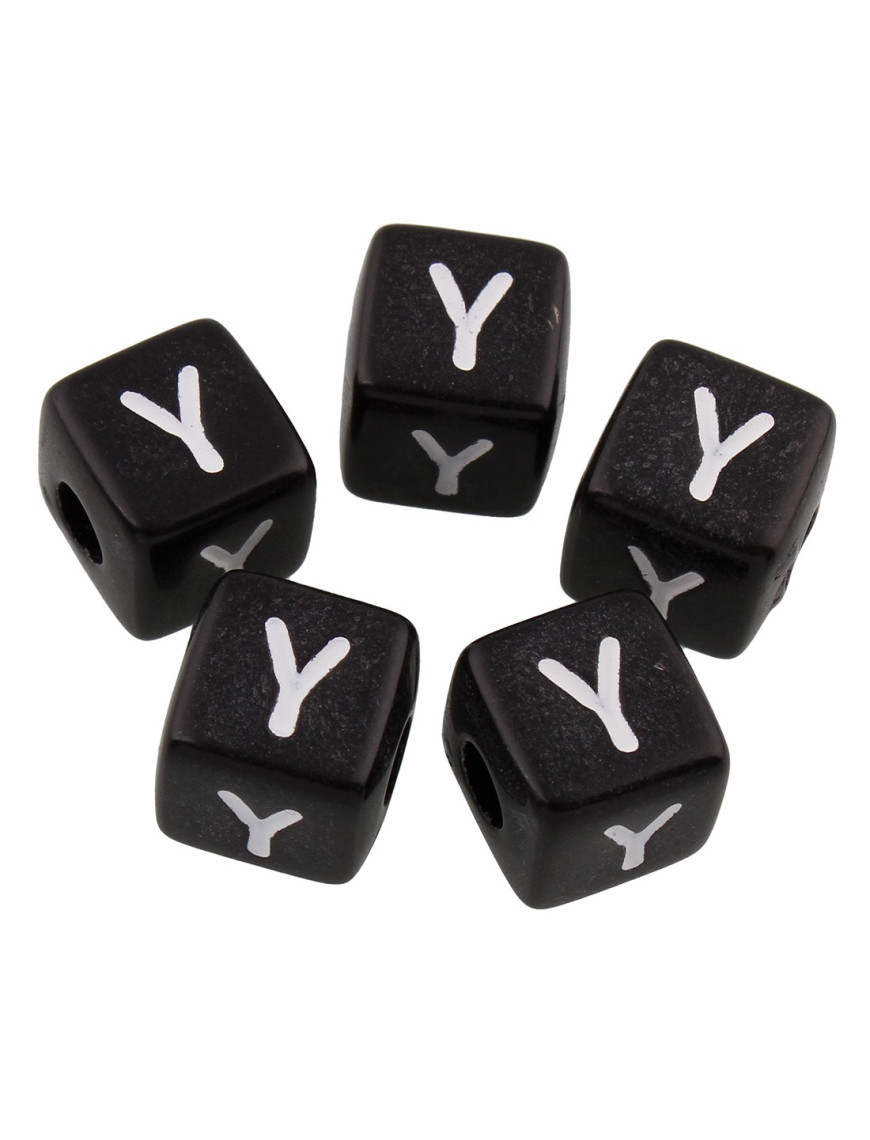 20 Perles Noir Acrylique Lettre Alphabet 10mm