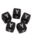 20 Perles Noir Acrylique Lettre Alphabet 10mm