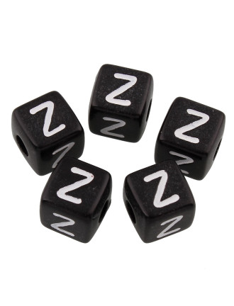 20 Perles Noir Acrylique Lettre Alphabet 10mm