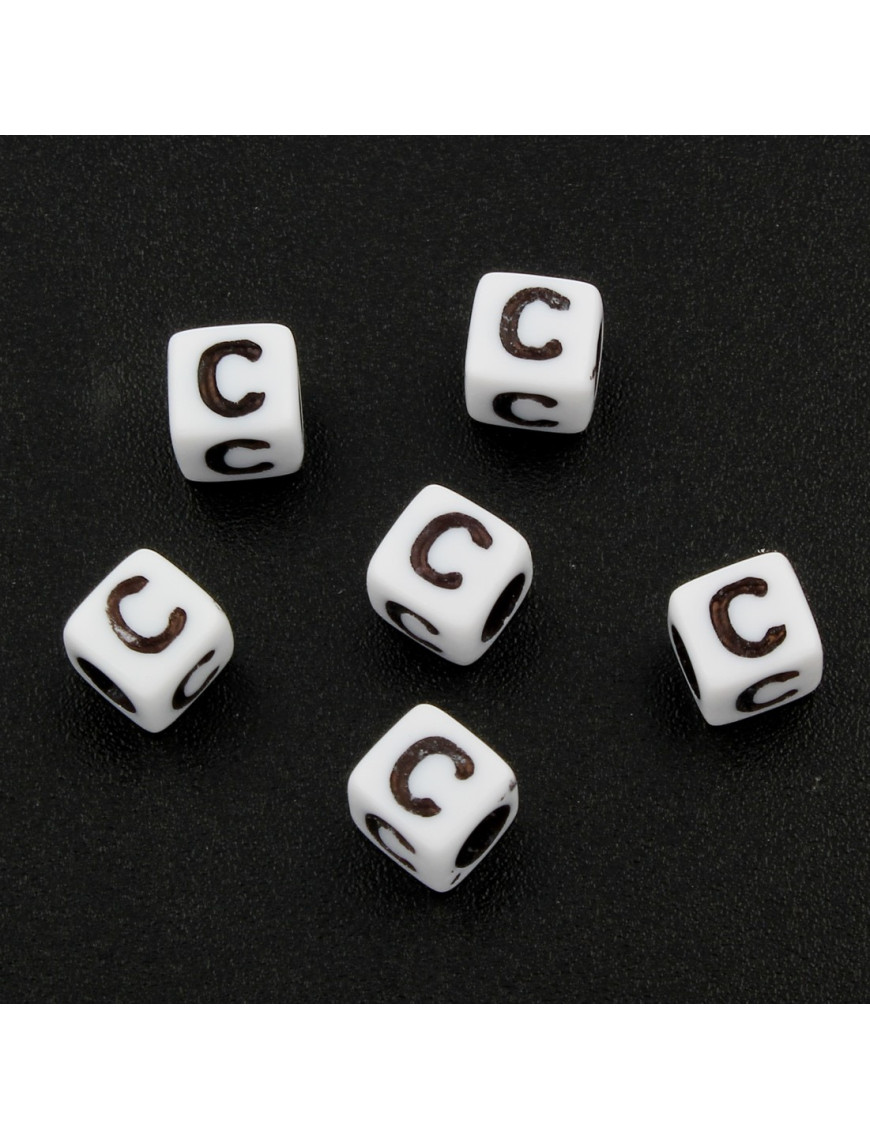 Lot de 20 Perles Alphabet 6mm Lettre au choix