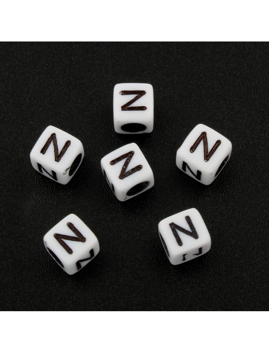 Lot de 20 Perles Alphabet 6mm Lettre au choix