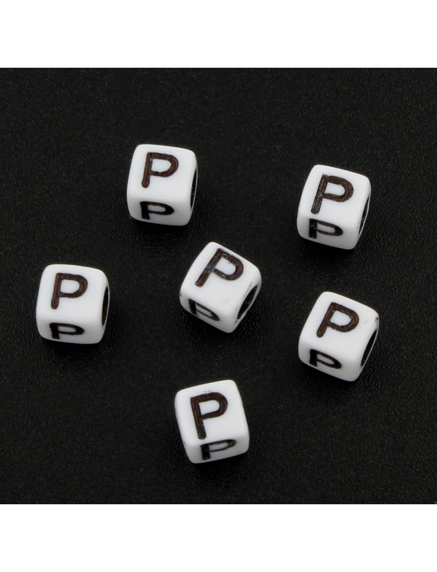 Lot de 20 Perles Alphabet 6mm Lettre au choix