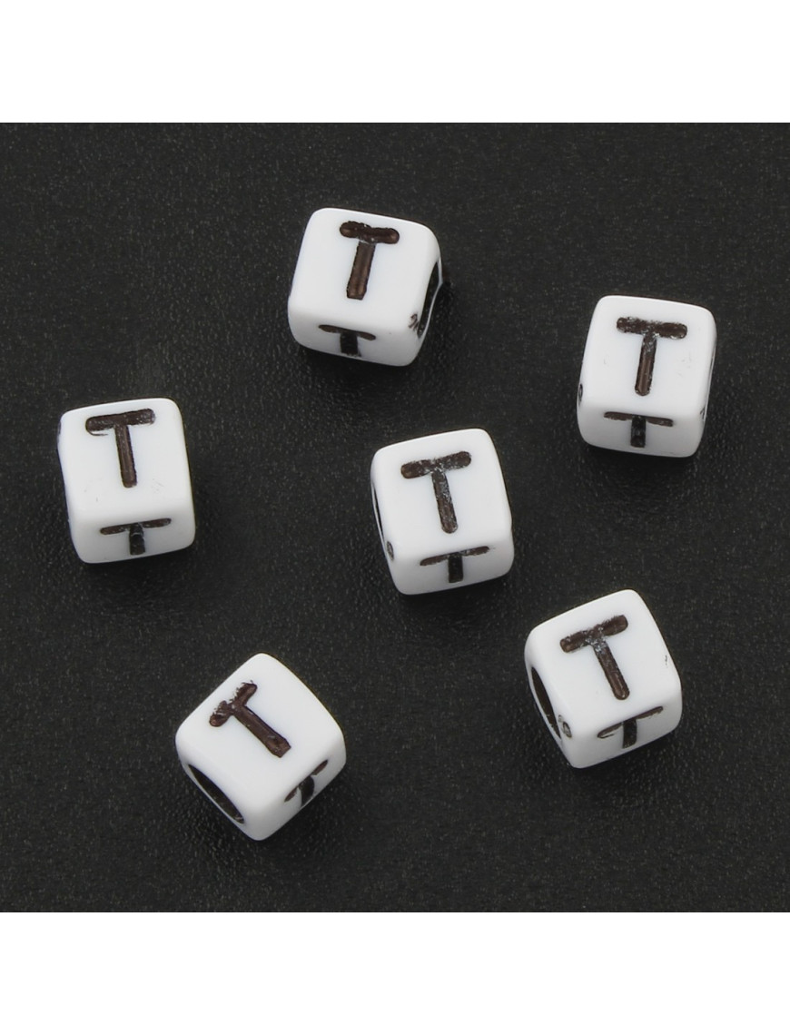 Lot de 20 Perles Alphabet 6mm Lettre au choix