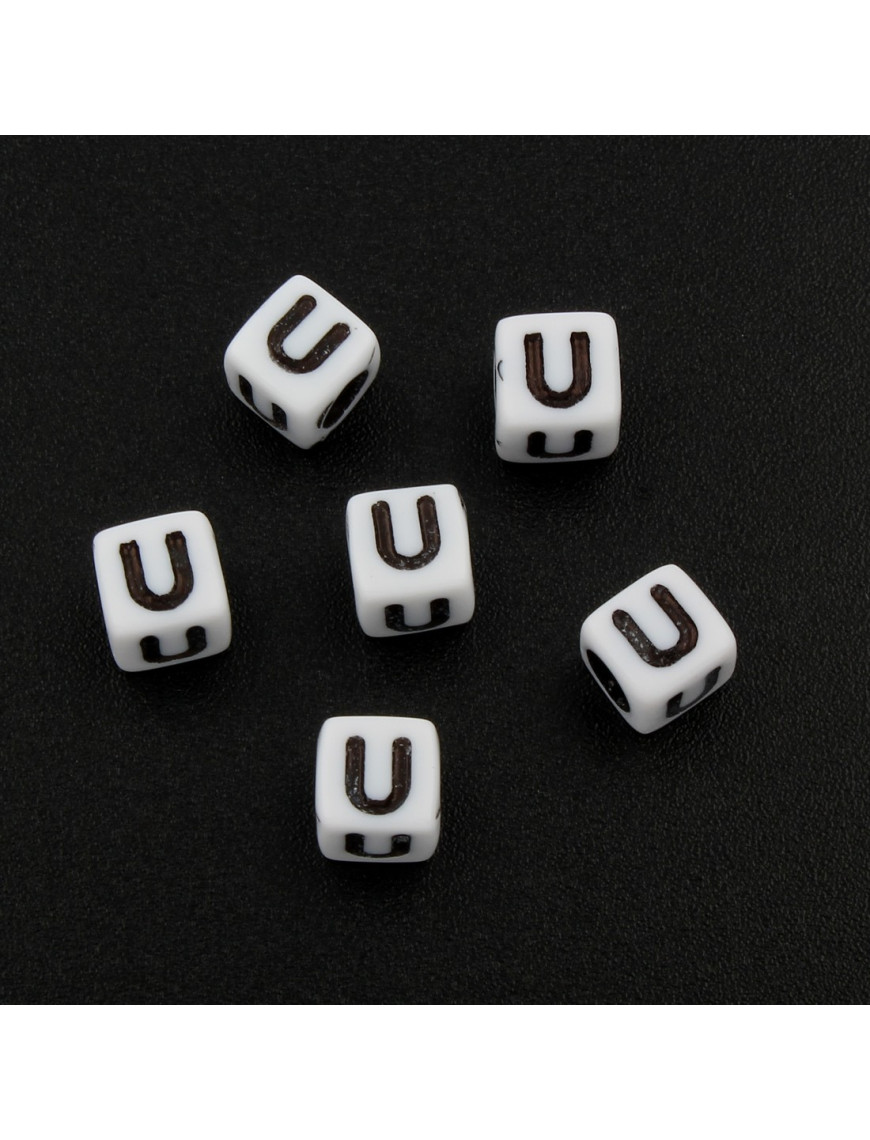 Lot de 20 Perles Alphabet 6mm Lettre au choix