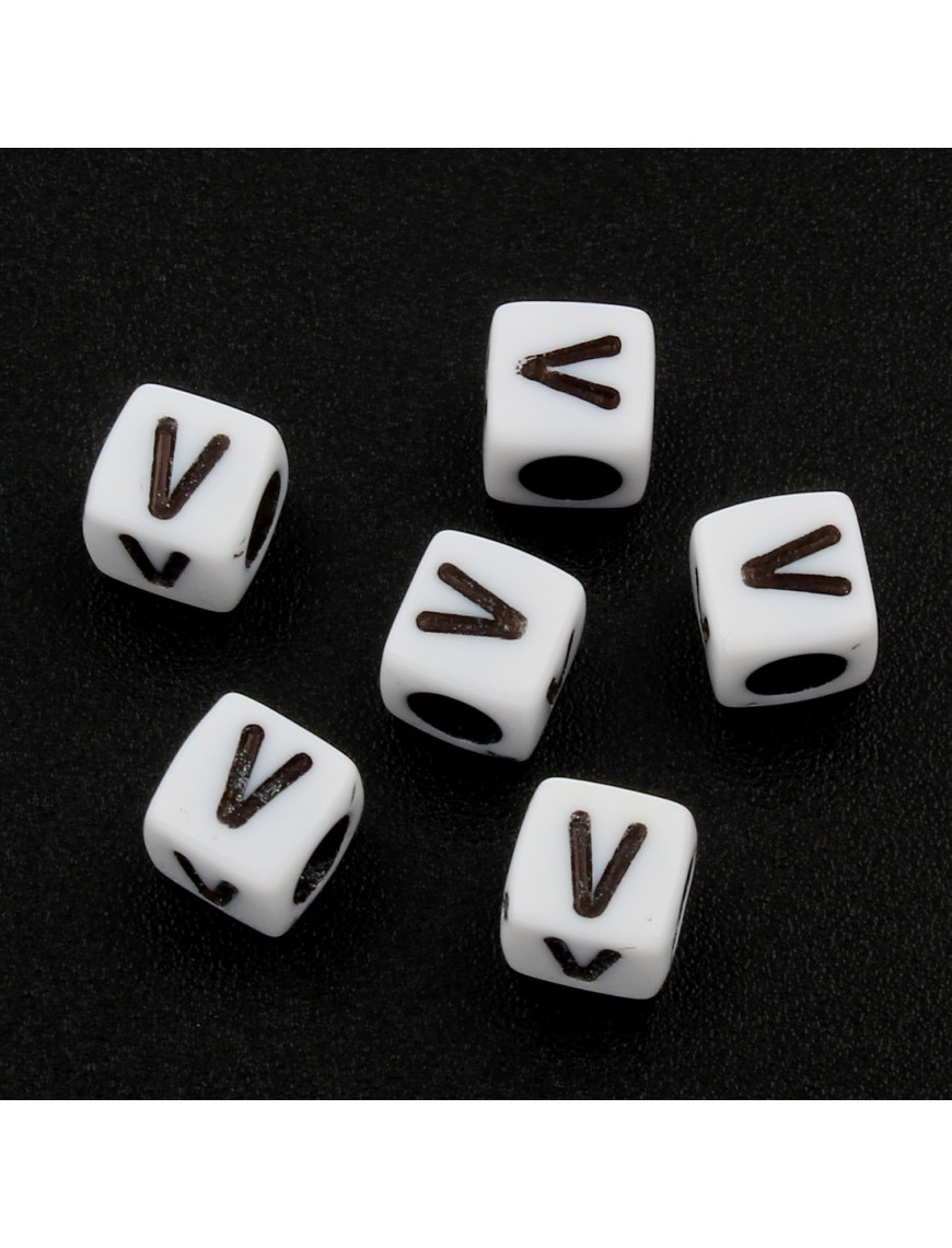Lot de 20 Perles Alphabet 6mm Lettre au choix