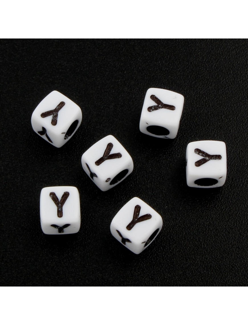 Lot de 20 Perles Alphabet 6mm Lettre au choix