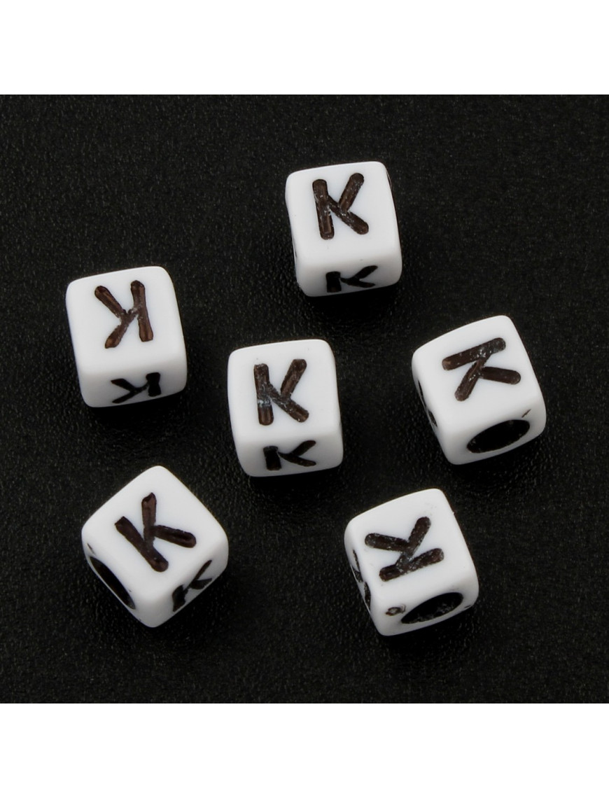 Lot de 20 Perles Alphabet 6mm Lettre au choix