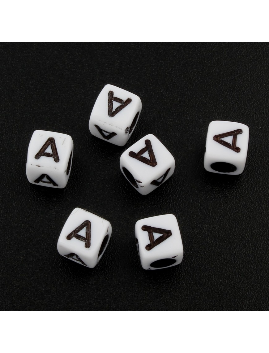 Lot de 50 Perles Alphabet 6mm Lettre au choix