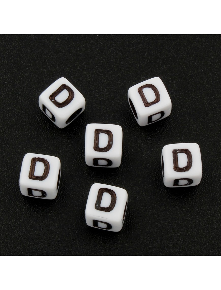 Lot de 50 Perles Alphabet 6mm Lettre au choix