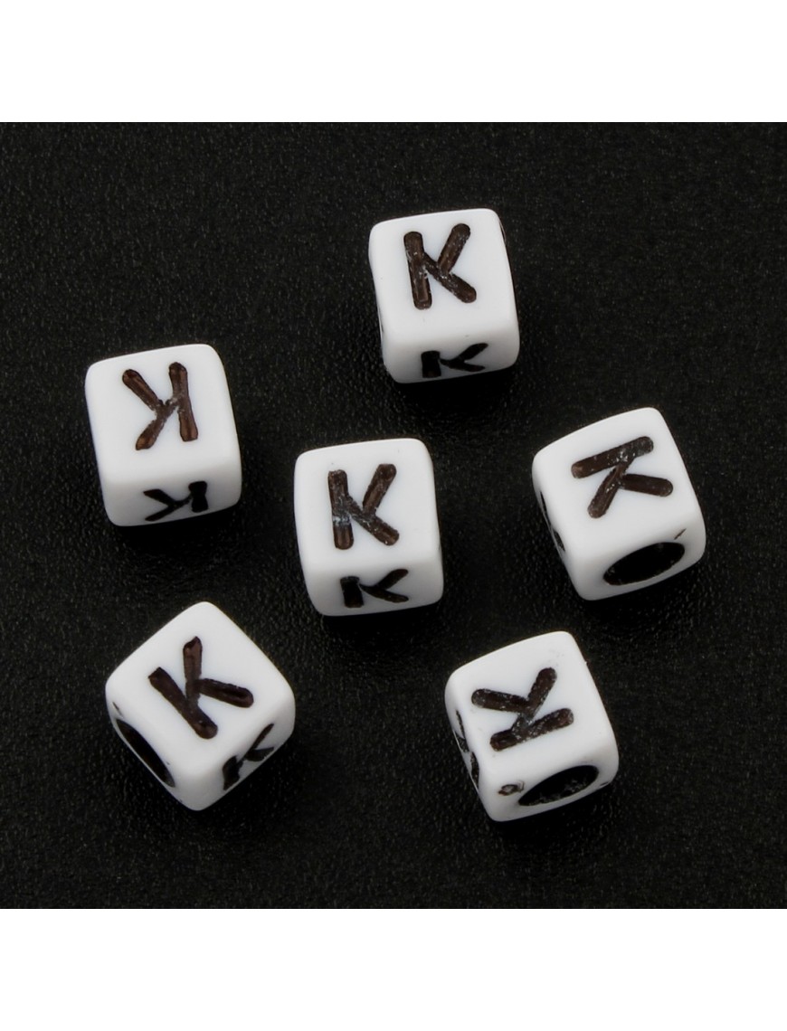 Lot de 50 Perles Alphabet 6mm Lettre au choix