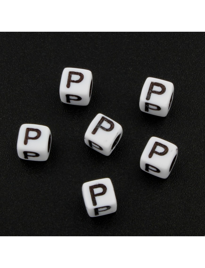 Lot de 50 Perles Alphabet 6mm Lettre au choix