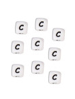 Perles Silicone Lettre Alphabet 10mm Blanc