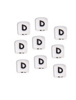 Perles Silicone Lettre Alphabet 10mm Blanc