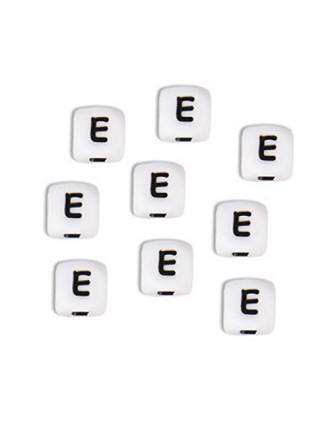 Perles Silicone Lettre Alphabet 10mm Blanc