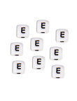 Perles Silicone Lettre Alphabet 10mm Blanc