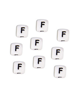 Perles Silicone Lettre Alphabet 10mm Blanc
