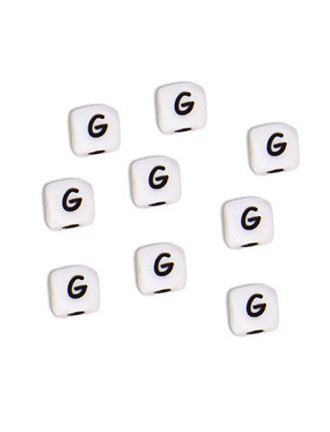 Perles Silicone Lettre Alphabet 10mm Blanc
