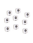 Perles Silicone Lettre Alphabet 10mm Blanc
