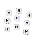 Perles Silicone Lettre Alphabet 10mm Blanc