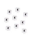 Perles Silicone Lettre Alphabet 10mm Blanc