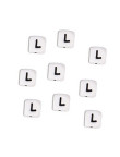 Perles Silicone Lettre Alphabet 10mm Blanc