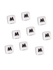 Perles Silicone Lettre Alphabet 10mm Blanc