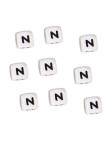 Perles Silicone Lettre Alphabet 10mm Blanc