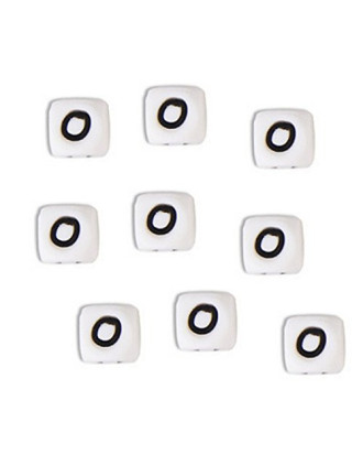 Perles Silicone Lettre Alphabet 10mm Blanc