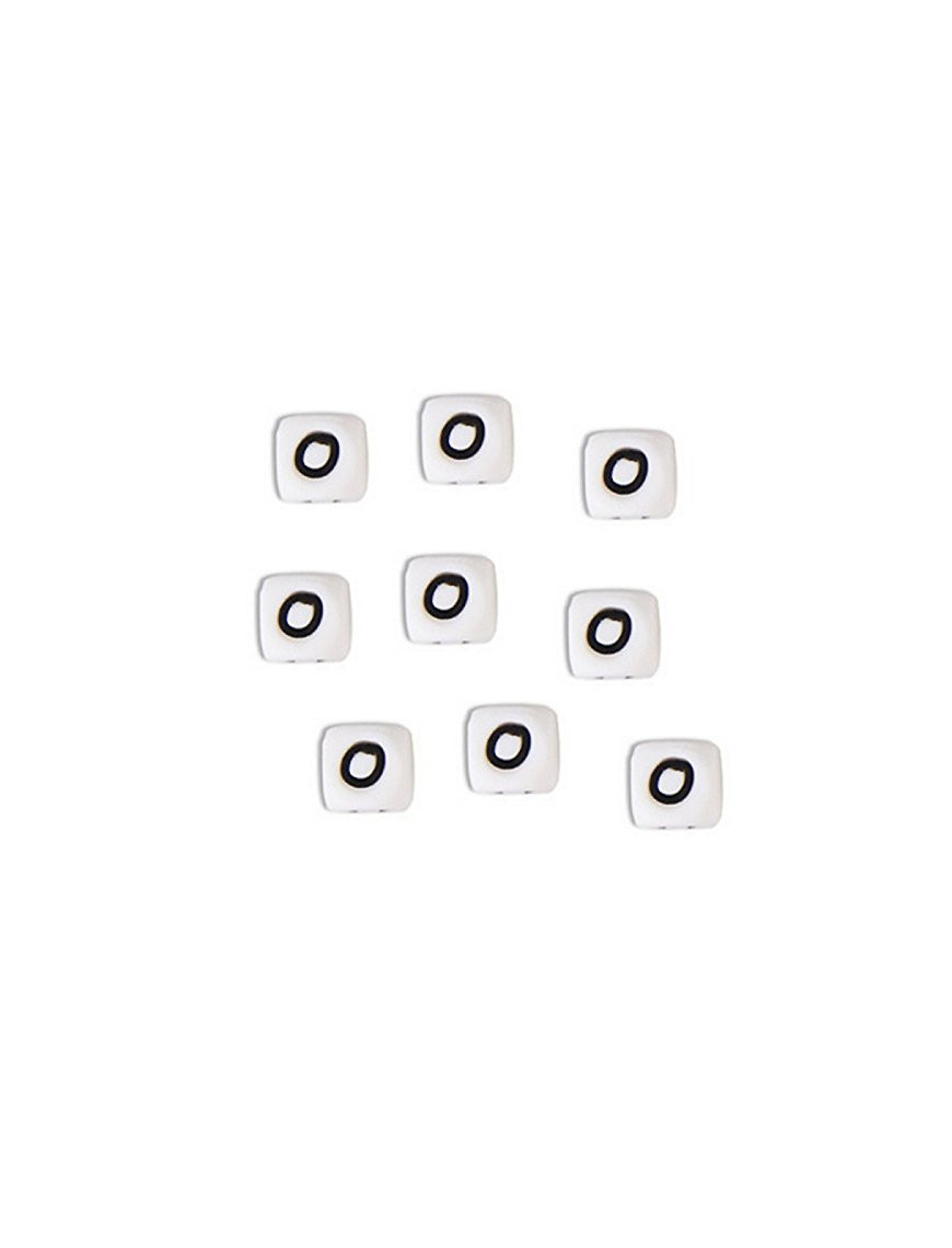 Perles Silicone Lettre Alphabet 10mm Blanc