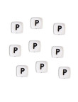 Perles Silicone Lettre Alphabet 10mm Blanc