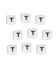 Perles Silicone Lettre Alphabet 10mm Blanc